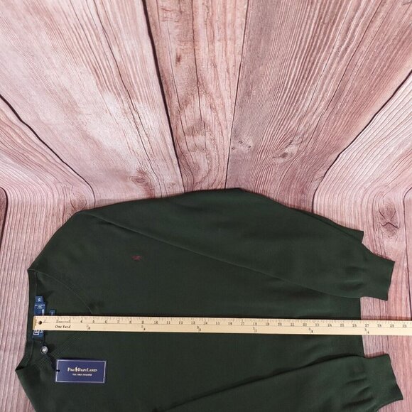 New Vintage Polo Ralph Lauren Mens Size XL The Pima Sweater Green V-Neck Cotton - Picture 13 of 13